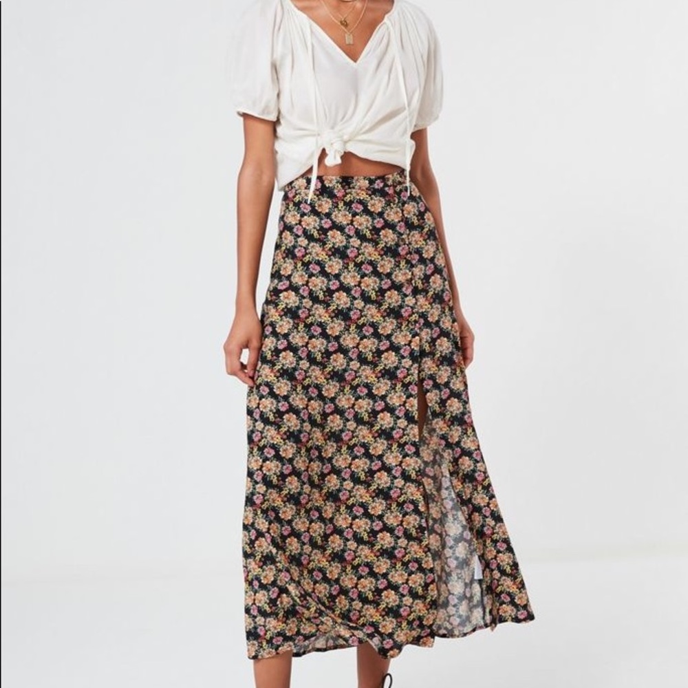 Urban Outfitters Floral Button Down Maxi Skirt